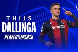 2射正1進(jìn)球，達(dá)林加當(dāng)選博洛尼亞2-1多特蒙德一役全場(chǎng)最佳