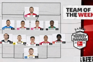 德甲官方第20輪最佳陣：凱恩領(lǐng)銜拜仁3將，弗林蓬、奧爾班在列