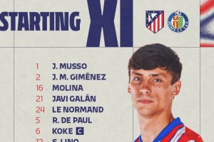 馬競(jìng)vs赫塔費(fèi)首發(fā)公布：穆索出戰(zhàn)，格列茲曼、阿爾瓦雷斯先發(fā)