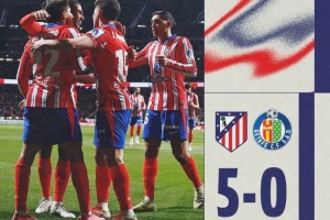 馬競(jìng)在主場(chǎng)國(guó)王杯八強(qiáng)戰(zhàn)后單場(chǎng)進(jìn)球5+，上次做到還是1965年