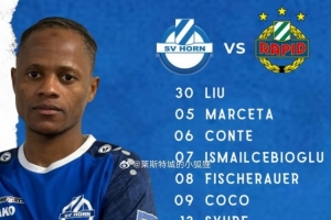 熱身賽SV霍恩1-0維也納快速二隊(duì)，中國門將劉邵子洋首發(fā)出戰(zhàn)