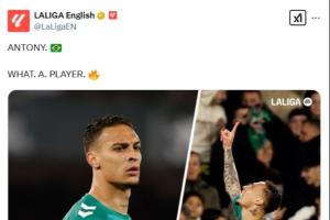 西甲頂流??西甲官推吹安東尼：多好的球員??已獲近百萬(wàn)觀看量