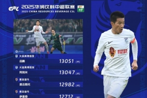 中超首輪跑動榜：升班馬大連英博三人上榜，呂鵬13051米居榜首