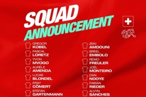 瑞士名單：科貝爾、恩博洛、扎卡里亞、R羅在列，扎卡缺席