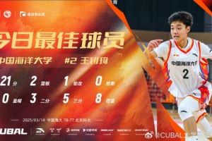 21分全隊(duì)最高！中國(guó)海洋大學(xué)小前鋒王釗琦當(dāng)選CUBAL今日最佳球員