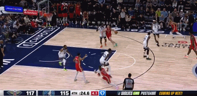 高難度關(guān)鍵球！鵜鶘二次進(jìn)攻 錫安起飛滑翔拉桿上籃拉開(kāi)4分優(yōu)勢(shì)