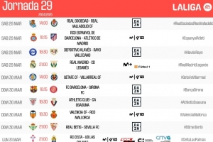 西甲29輪調(diào)整：30日23：15巴薩vs赫羅納 31日1:30畢巴vs奧薩蘇納