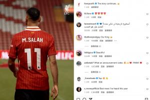 ??范迪克點(diǎn)贊薩拉赫續(xù)約社媒，據(jù)悉他也將簽下新合同