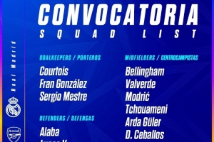 皇馬vs阿森納次回合名單：瓊阿梅尼回歸，塞巴略斯在列