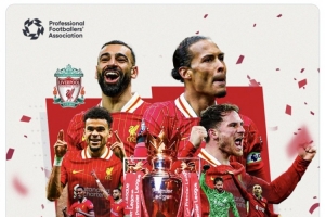 PFA祝賀利物浦：兩奪英超冠軍，加冕隊史第20座頂級聯(lián)賽王冠??