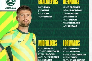 將戰(zhàn)日本和沙特，澳大利亞23人名單：馬修-瑞安領(lǐng)銜，古德溫缺席