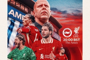 利物浦發(fā)布客戰(zhàn)布萊頓海報(bào)：斯洛特、范迪克、薩拉赫、索博出鏡