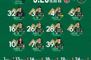 足協(xié)杯-廣州蒲公英vs浙江首發(fā)