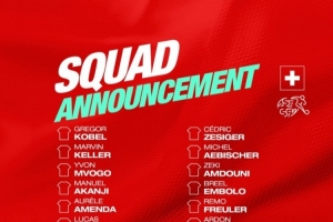 瑞士隊新一期大名單：扎卡、阿坎吉回歸，科貝爾、R羅在列