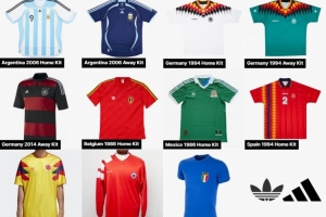 Adidas將推出多款經(jīng)典國家隊復(fù)刻球衣：阿根廷、德國、意大利在列