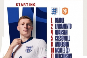英格蘭U21vs荷蘭U21首發(fā)：寬薩、麥卡蒂先發(fā)，哈托、馬特森出戰(zhàn)