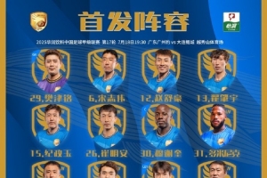 中甲聯(lián)賽第17輪，大連鯤城客場(chǎng)對(duì)陣廣東廣州豹首發(fā)出爐