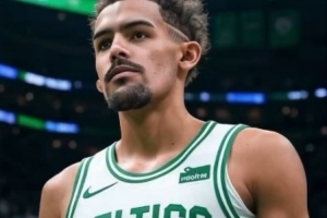 想去綠軍??？尚未續(xù)約的特雷-楊點贊凱爾特人球衣AI照