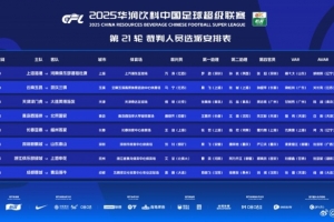 中超第21輪裁判安排：艾堃執(zhí)法浙江隊(duì)vs申花，無外籍裁判執(zhí)法