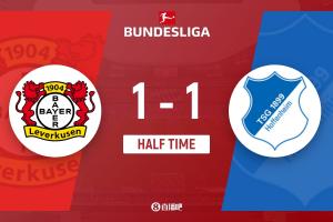 半場-勒沃庫森1-1霍芬海姆 寬薩閃擊格里馬爾多獻(xiàn)助攻鮑曼獻(xiàn)神撲