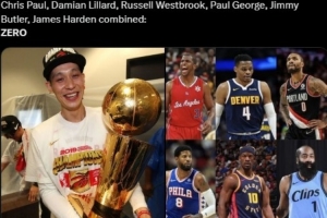 美媒調(diào)侃：哈登&保羅&利拉德&威少&喬治等加起來(lái)0冠 林書(shū)豪有一冠