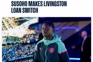 官方：曼城20歲中場蘇索霍租借蘇超利云斯頓，租期一個賽季