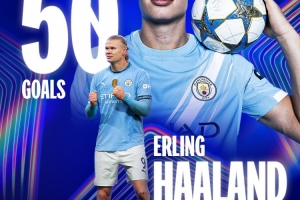 ??新的里程碑到來！歐冠官方更新海報(bào)祝賀哈蘭德50球