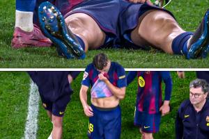 希望沒大事，費(fèi)爾明疑似腹股溝受傷，哭著離開球場(chǎng)