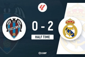 半場-皇馬2-0萊萬特 維尼修斯右腳外腳背破門+傳射馬斯坦托諾首球