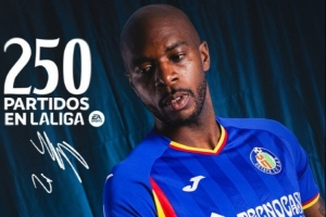 37歲后衛(wèi)恩約姆達(dá)成西甲250場里程碑，赫塔費曬海報為其紀(jì)念