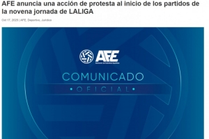 反對海外辦賽！西班牙球員協(xié)會將在第9輪比賽開始前進行抗議