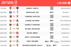 西甲第13輪時間：11月22日23:15巴薩vs畢巴，皇馬24日4點出戰(zhàn)