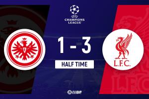 半場-利物浦暫3-1法蘭克福 ?；倏似婆f主范迪克&科納特角球破門