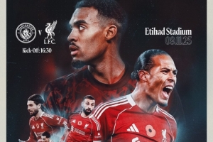 利物浦發(fā)布對陣曼城海報(bào)：范戴克、薩拉赫、索博、赫拉芬貝赫出鏡