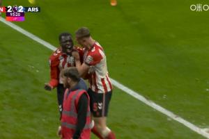 阿森納被絕平！布羅比補時精彩側(cè)勾破門扳平，拉亞出擊未撲到