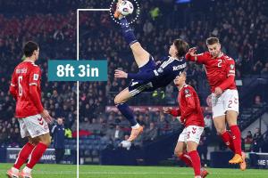 驚天倒鉤！麥克托米奈倒鉤高度2.53米，比當(dāng)年C羅還高了15厘米