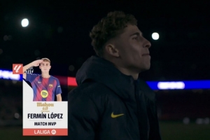 1球1關鍵傳球+3造犯規(guī)！官方：費爾明當選巴薩vs畢巴全場MVP