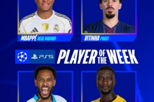 歐冠官方本輪最佳球員候選：姆巴佩、維蒂尼亞、吉拉西、奧巴梅揚(yáng)