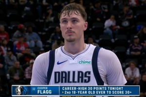 未來可期！弗拉格是歷史上第二個18歲得分30+的球員 第一是詹姆斯