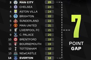 一場天堂一場地獄??賽季已過三分之一，英超第2與第14只差7分