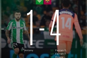 西甲客戰(zhàn)貝蒂斯上半場(chǎng)進(jìn)球4+！巴薩是歷史第4隊(duì)，此前3隊(duì)全部取勝