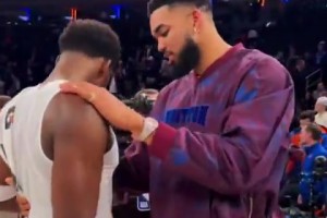 ??愛過！華子和唐斯賽后擁抱擊掌 聊了好久才各自離去