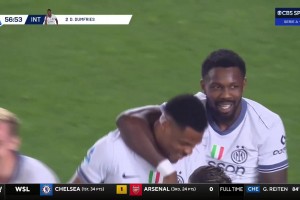 太秀了！勞塔羅巧妙腳后跟助攻！鄧弗里斯左腳爆射遠(yuǎn)角破門！