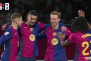 巴薩開場3分鐘破門！亞馬爾傳中德容門前停球打門得手！