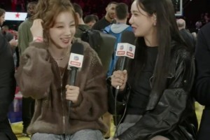 兩位美女詹蜜擊掌??美娜對宋雨琦說：聽說你是老詹粉絲，我也是